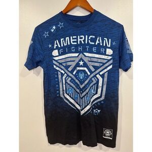 American Fighter Men's Blue‎ Ombre Graphic T-Shirt Training Athletics Size S